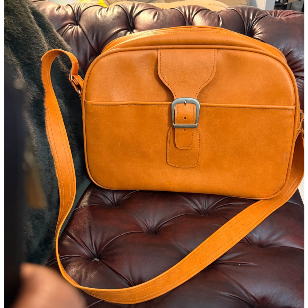 Vintage 70s Samsonite Royal Traveller Sidekicks Orange Vinyl Travel Shoulder